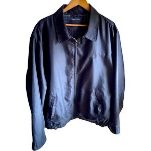 Nautica Classic Harrington Jacket. Black with Blue Plaid Lining. 2XL